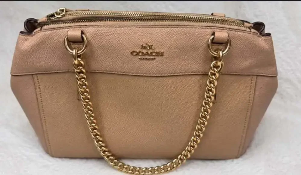 Coach Brooke Carryall Beige Leather Satchel Handbag